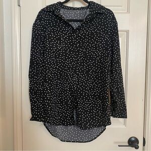 Nasty Gal Black and White Polka Dot Button Down Shirt